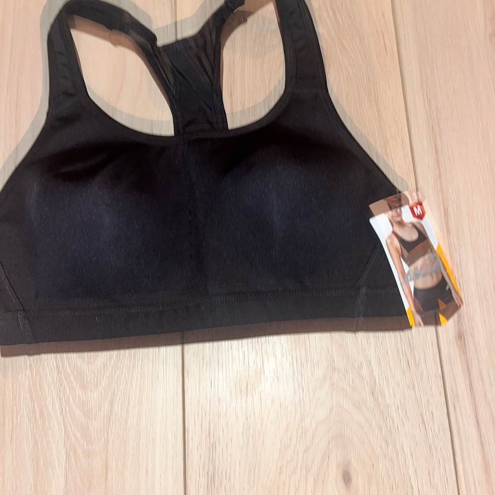 Avita Black Racerback Sports Bra with High Neckline